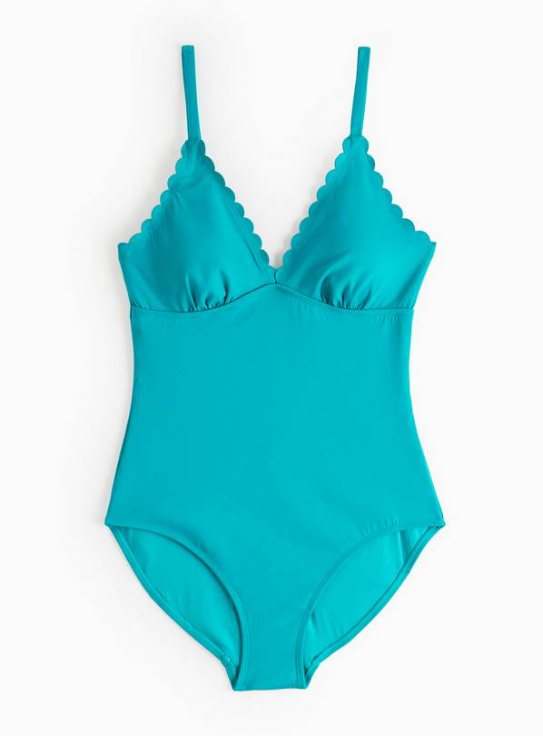 Dark Green Scallop Edge Swimsuit 16